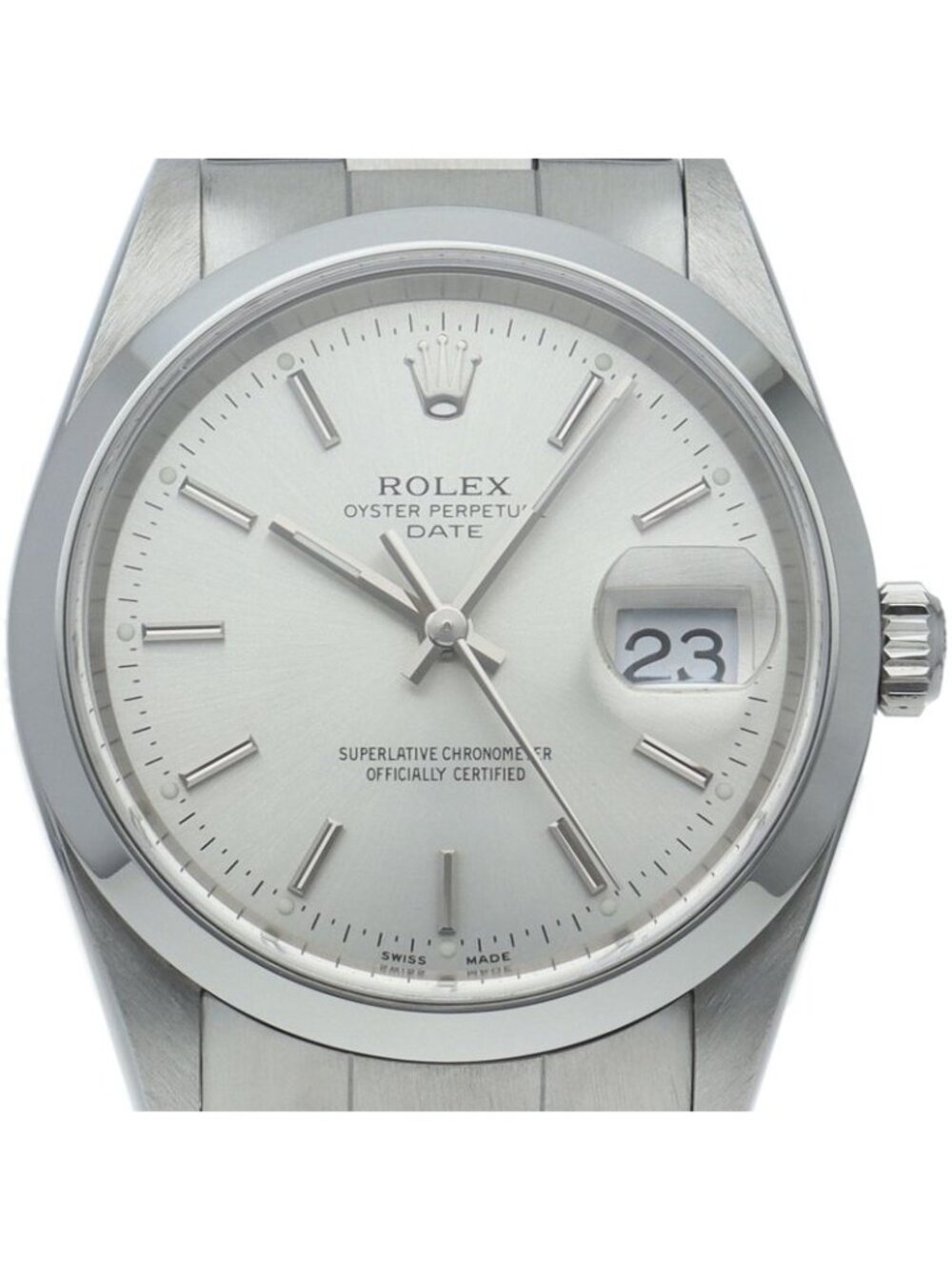 Rolex Oyster Perpetual Date Watch SS Silver Polished